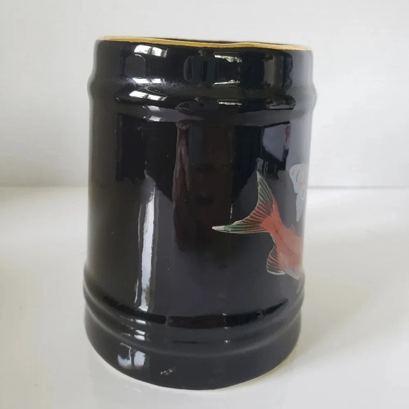 Banaux Canada Large Black Ceramic Fisherman's Coffee  mug. - Picture 3 of 8